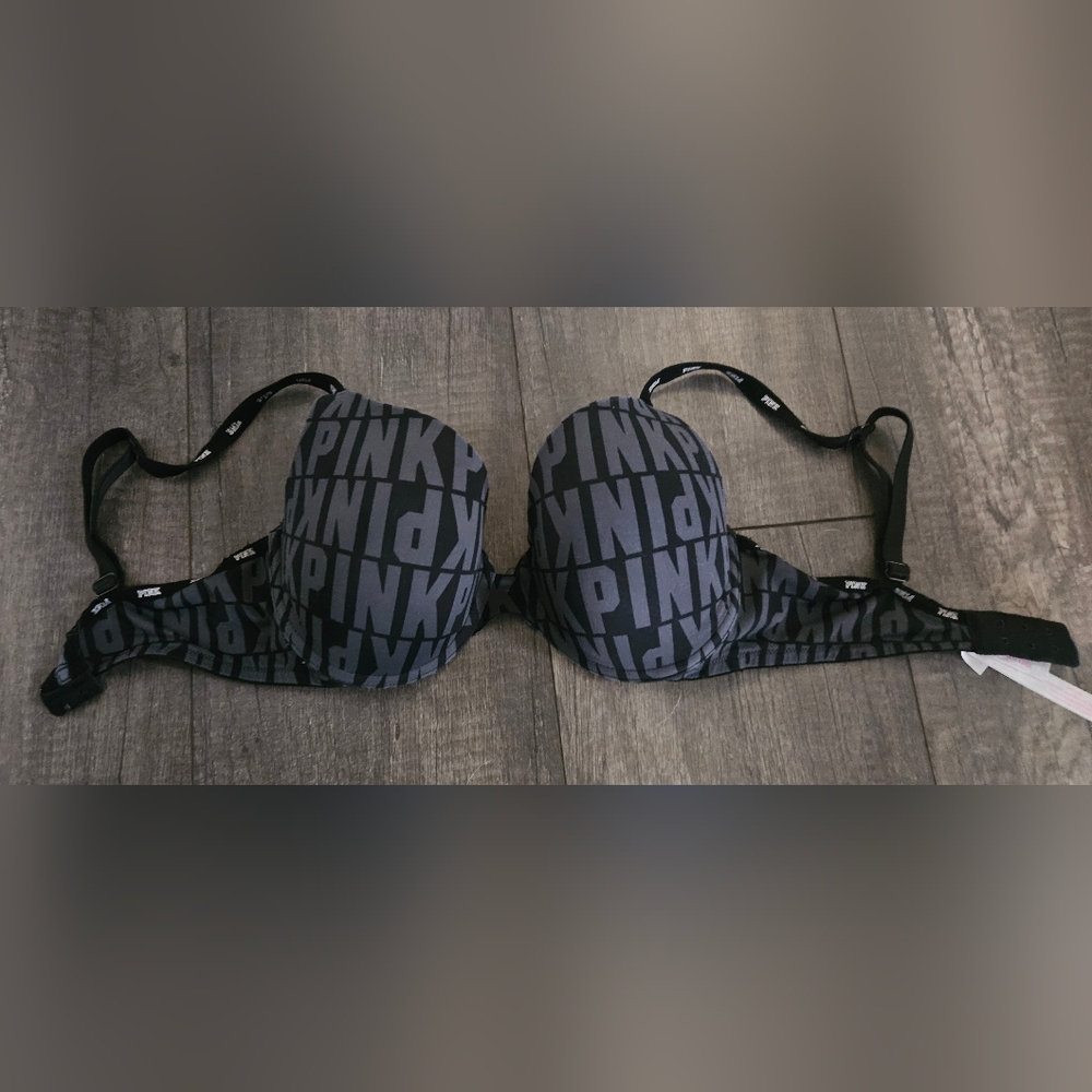 PINK Victoria's Secret Black and Gray Bra